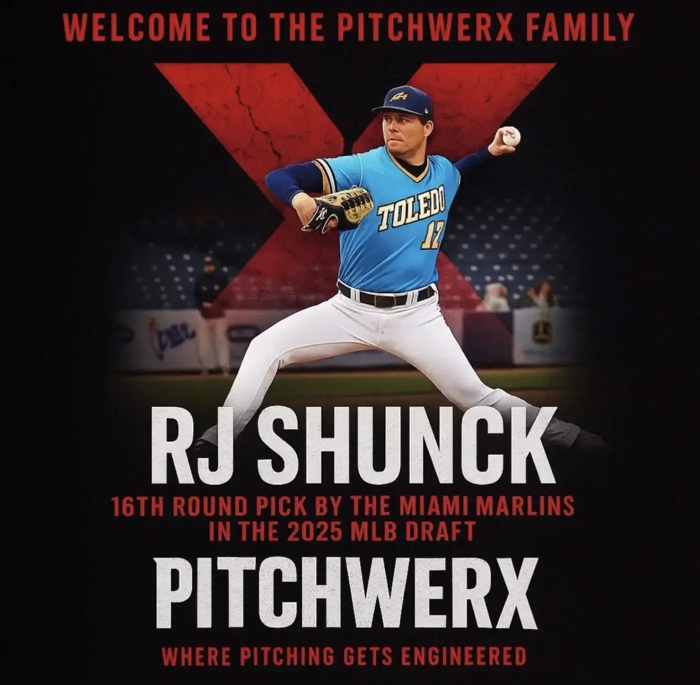 RJ Shunck — Pitchwerx athlete draft graphic